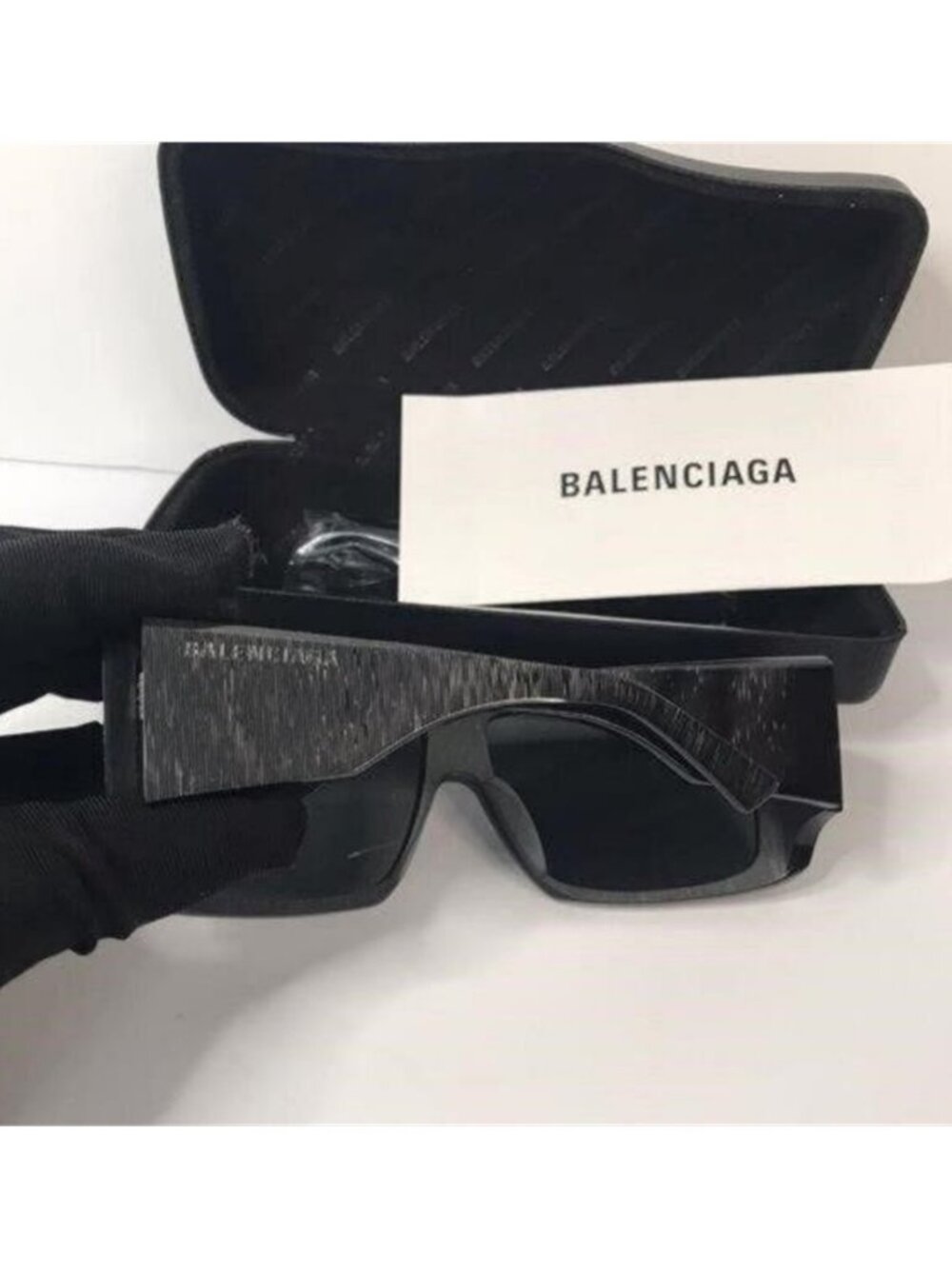 Original Balenciaga Black BB0002S Shield Sunglasses - Picture 4 of 10